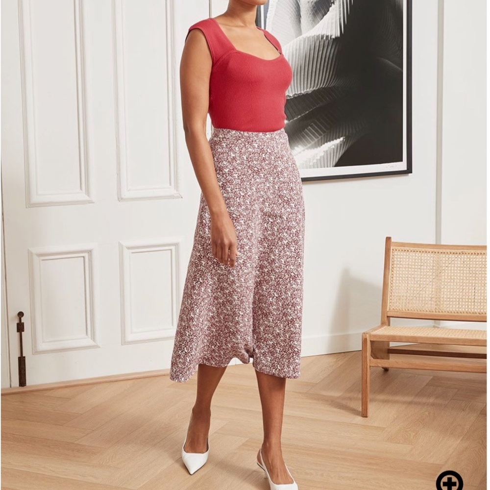 RW&Co floral midi skirt and sweater tank